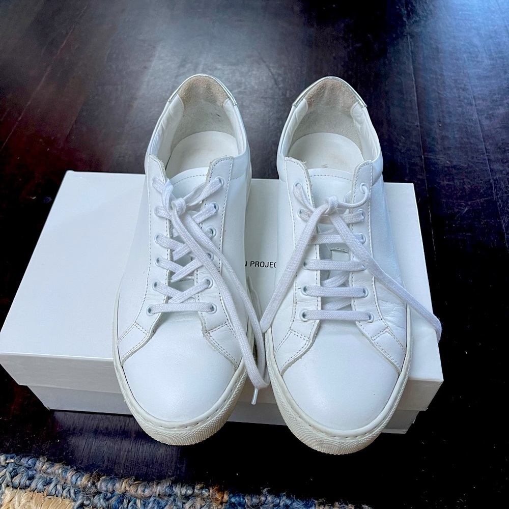 Common projects silver back / white leather